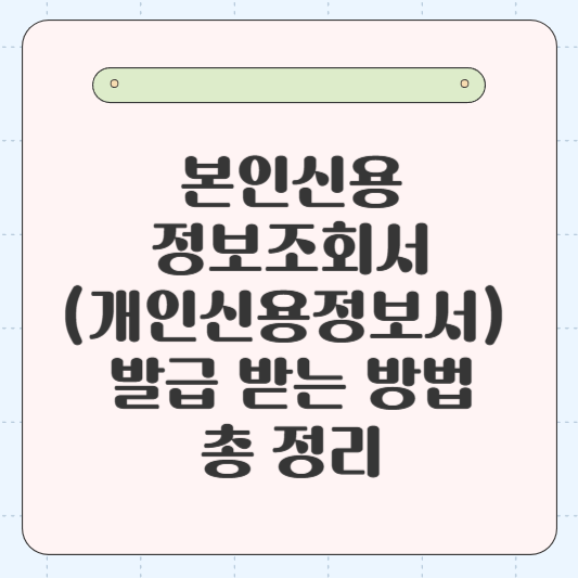 본인신용정보조회서(개인신용정보서) 발급 받는 방법 총 정리