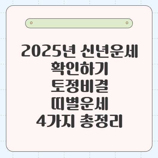 2025년 무료 신년운세 확인하기, 토정비결, 띠별운세, 사이트 4가지 총정리