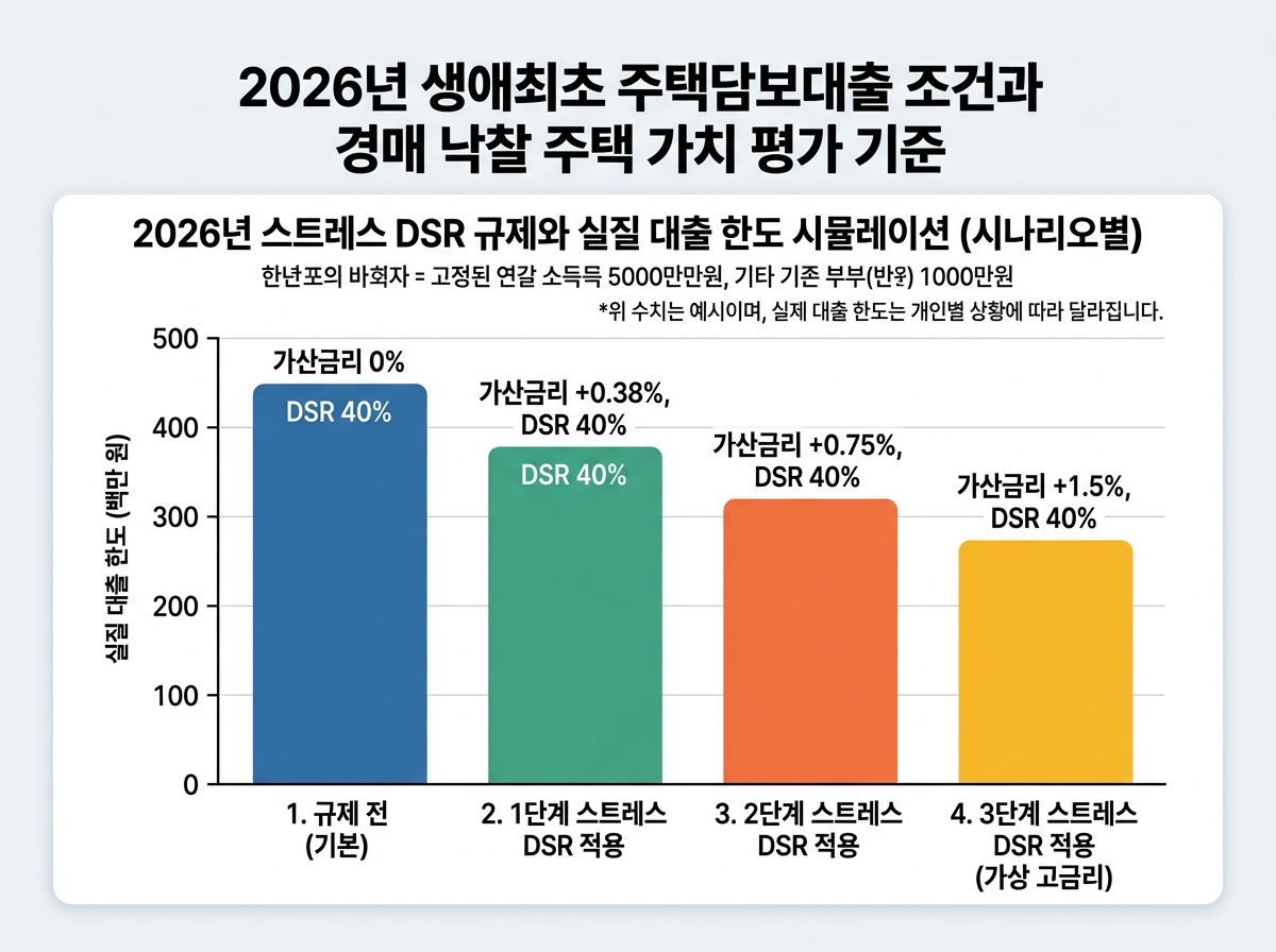 2026년 스트레스 DSR 규제와 실질 대출 한도 시뮬레이션 설명 이미지