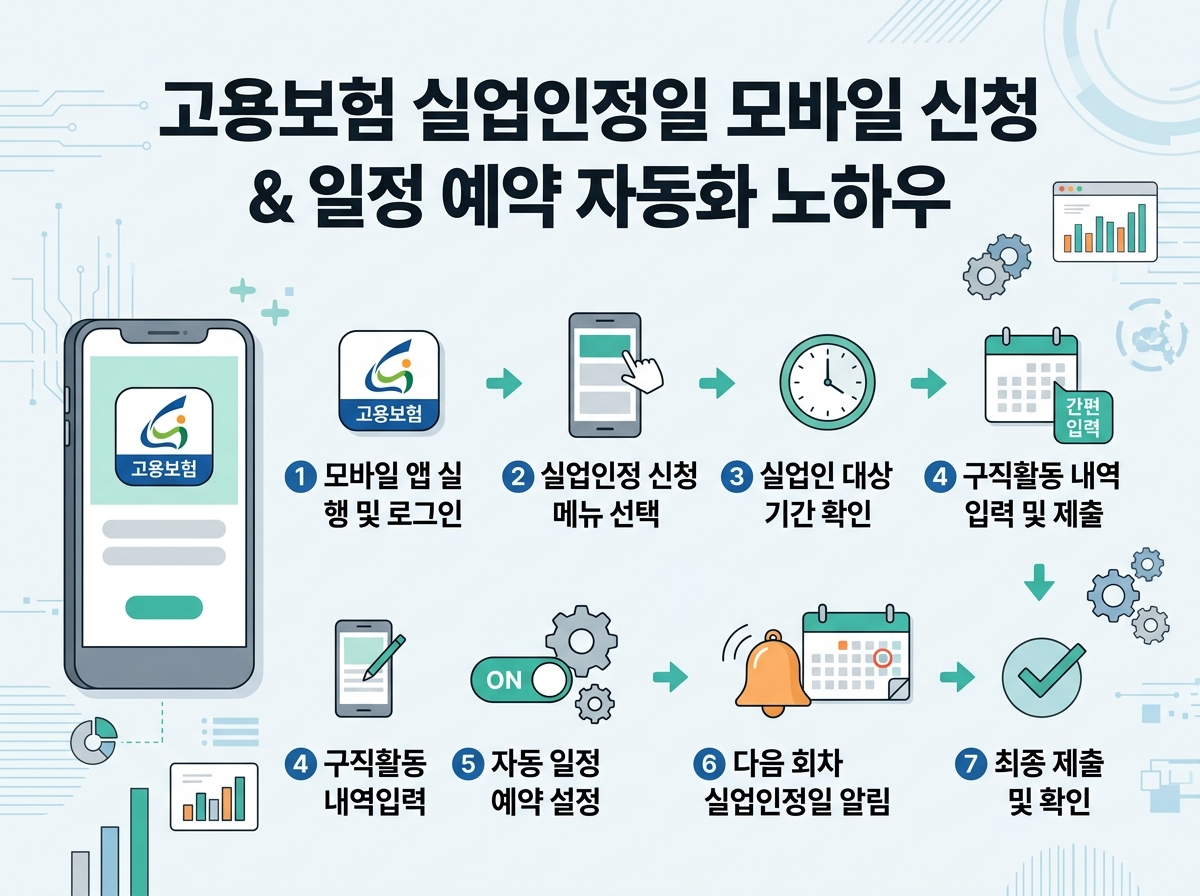 고용보험 실업인정일 모바일 신청 및 일정 예약 자동화 노하우 설명 이미지