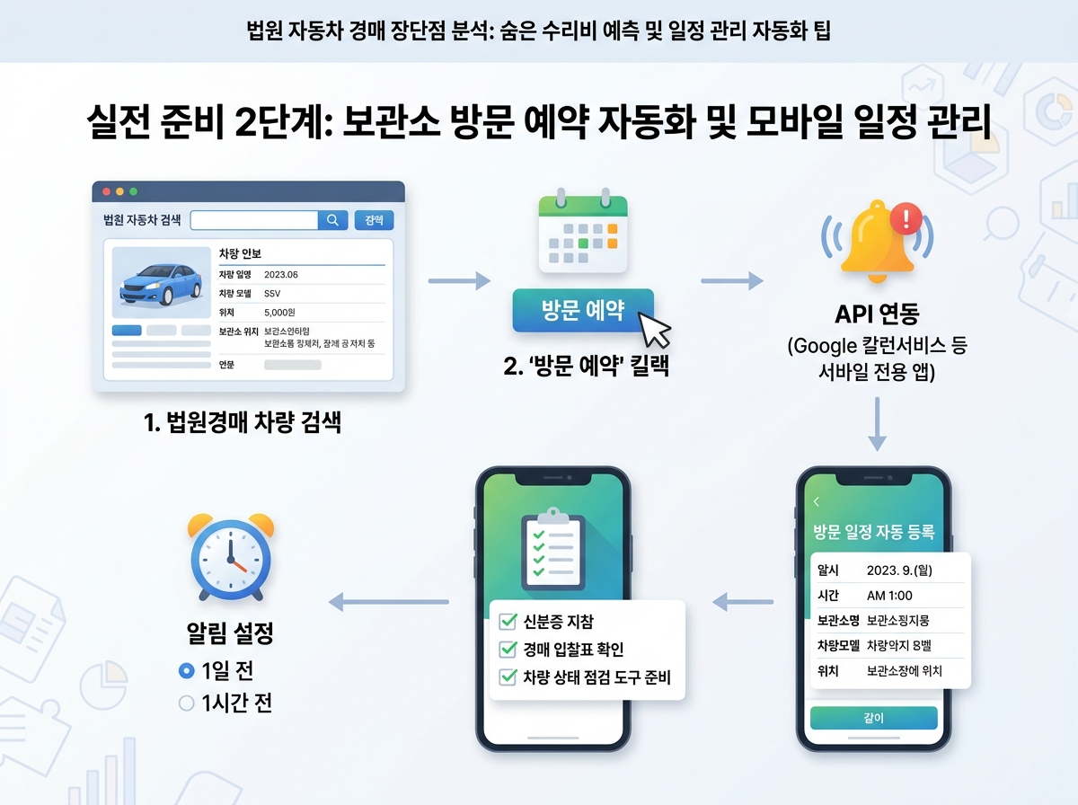 실전 준비 2단계: 보관소 방문 예약 자동화 및 모바일 일정 관리 설명 이미지