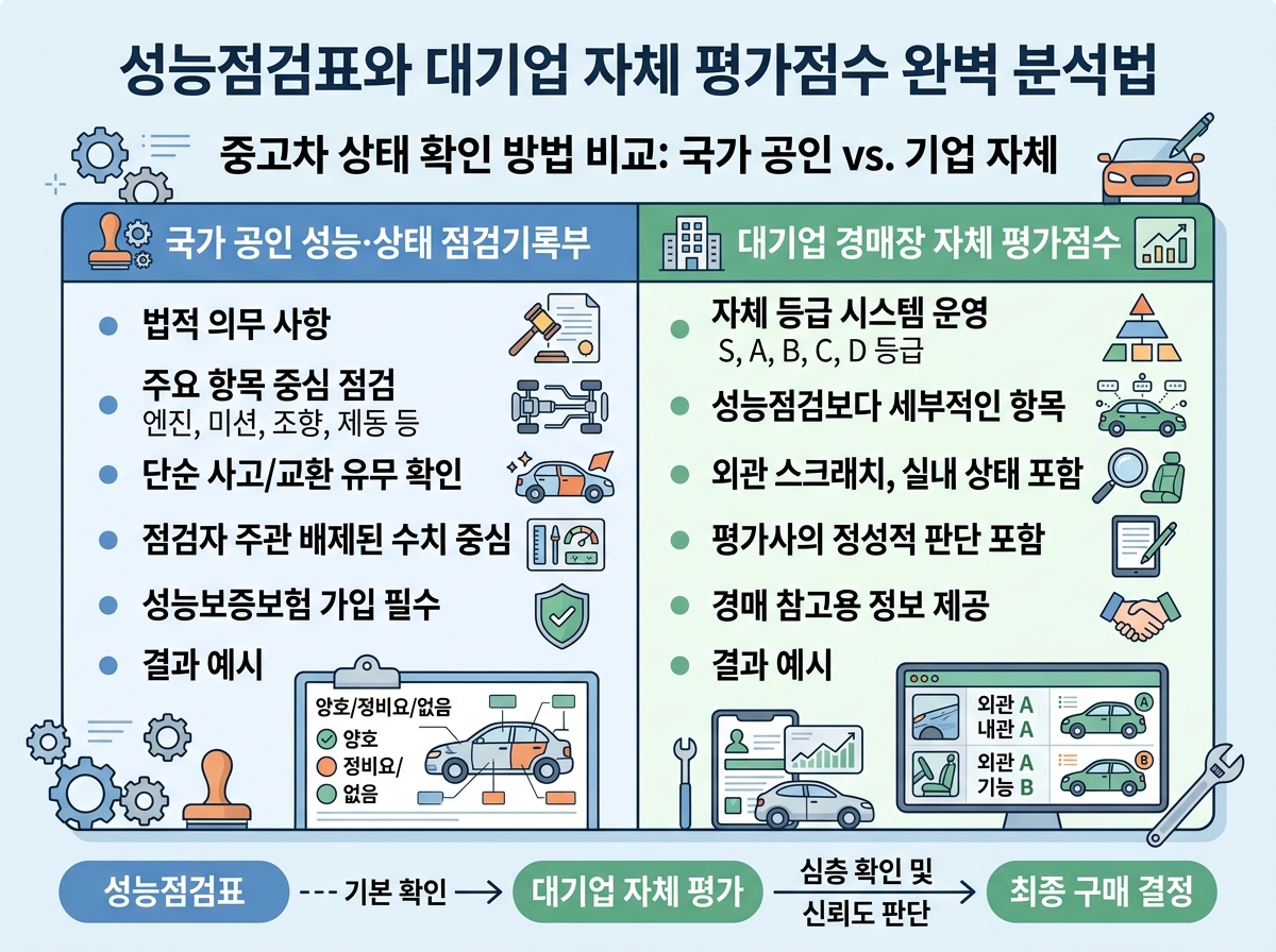 성능점검표와 대기업 자체 평가점수 완벽 분석법 설명 이미지