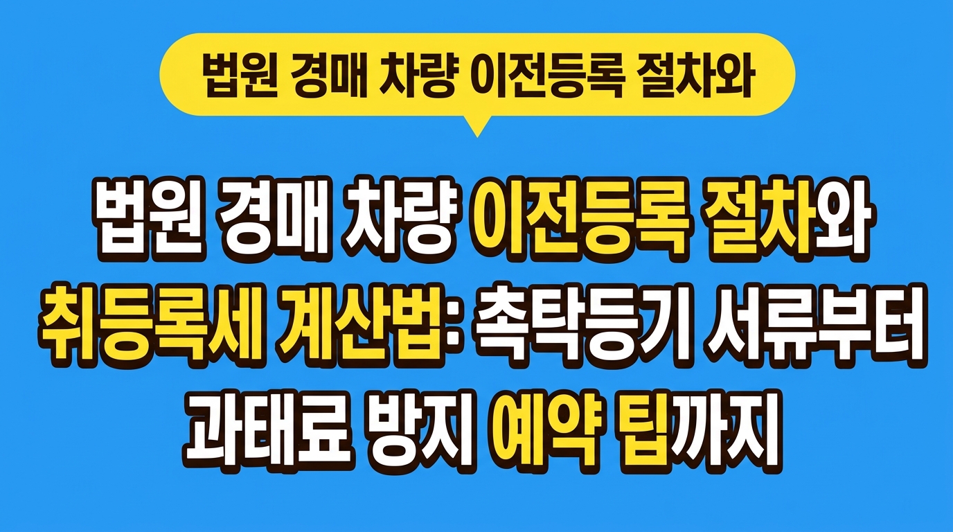 법원 경매 차량 이전등록 절차와 취등록세 계산법: 촉탁등기 서류부터 과태료 방지 예약 팁까지 대표 이미지