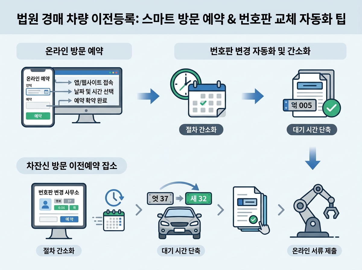 차량등록사업소 방문 예약 및 번호판 교체 자동화 스마트 팁 설명 이미지