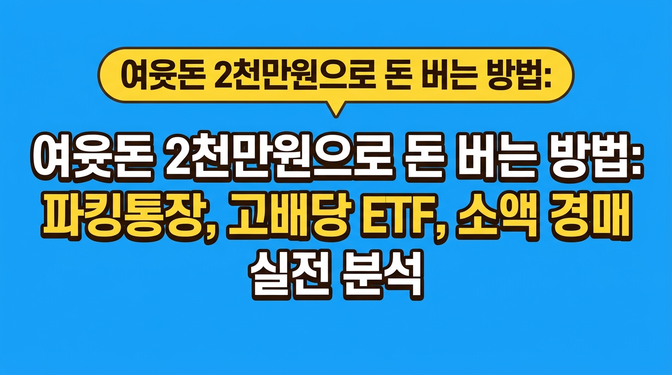 여윳돈 2천만원으로 돈 버는 방법: 파킹통장, 고배당 ETF, 소액 경매 실전 분석 대표 이미지