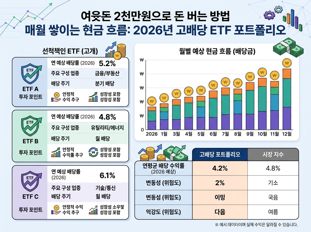 매월 쌓이는 현금 흐름: 2026년 고배당 ETF 포트폴리오 설명 이미지