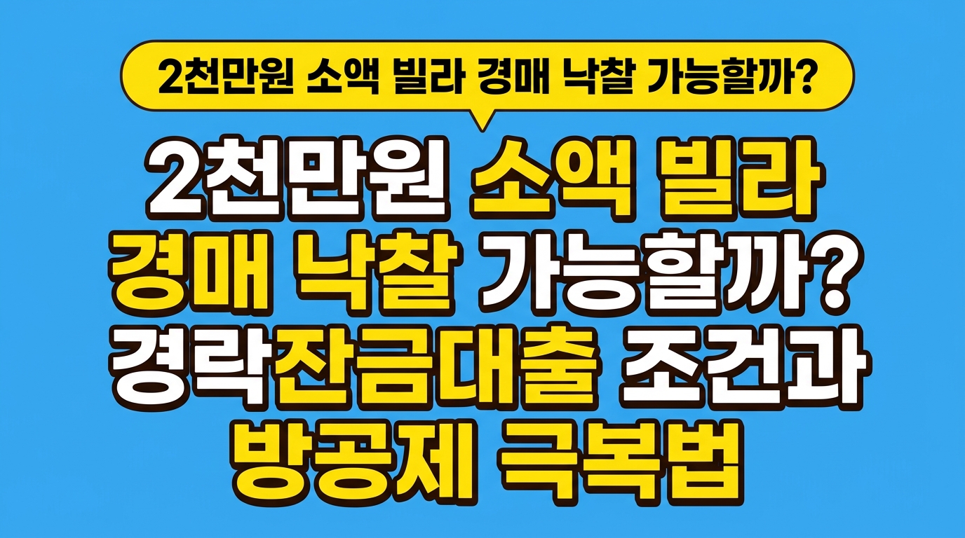 2천만원 소액 빌라 경매 낙찰 가능할까? 경락잔금대출 조건과 방공제 극복법 대표 이미지