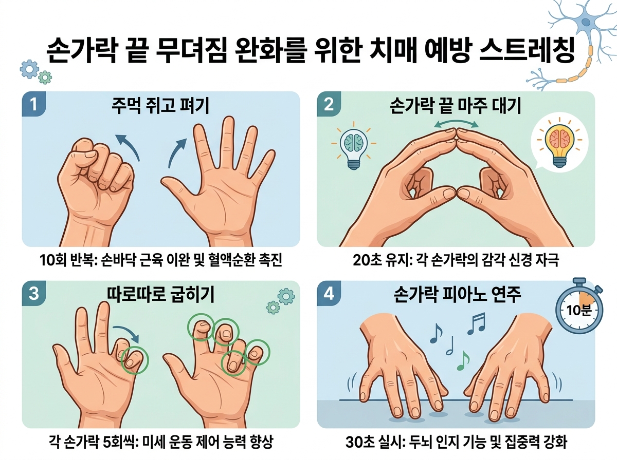 손가락 끝 무뎌짐 완화를 위한 치매 예방 스트레칭 설명 이미지