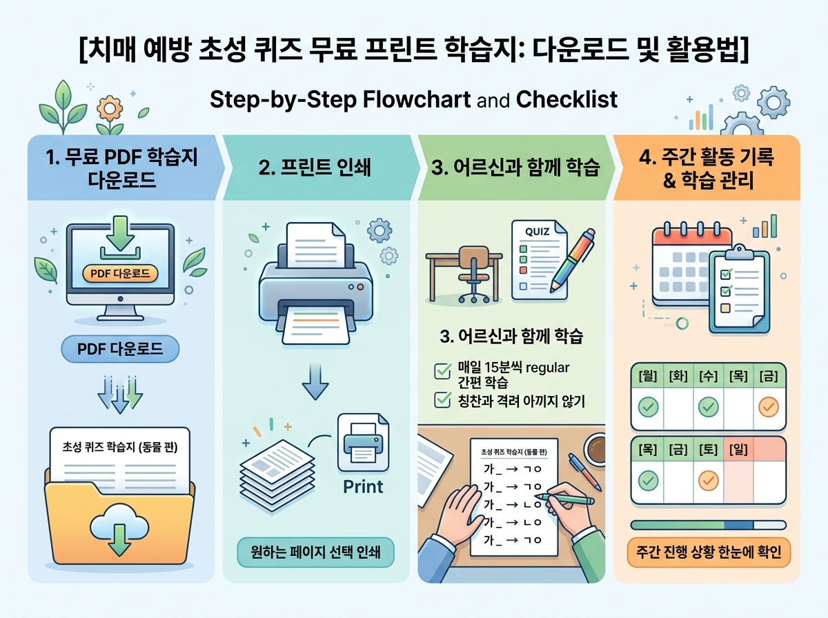 어르신 치매 예방 초성 퀴즈 무료 프린트 PDF 다운로드 및 활용법 설명 이미지