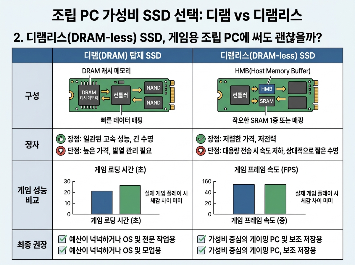 2. 디램리스(DRAM-less) SSD, 게임용 조립 PC에 써도 괜찮을까? 설명 이미지