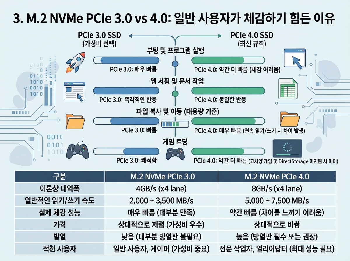3. M.2 NVMe PCIe 3.0 vs 4.0: 일반 사용자가 체감하기 힘든 이유 설명 이미지