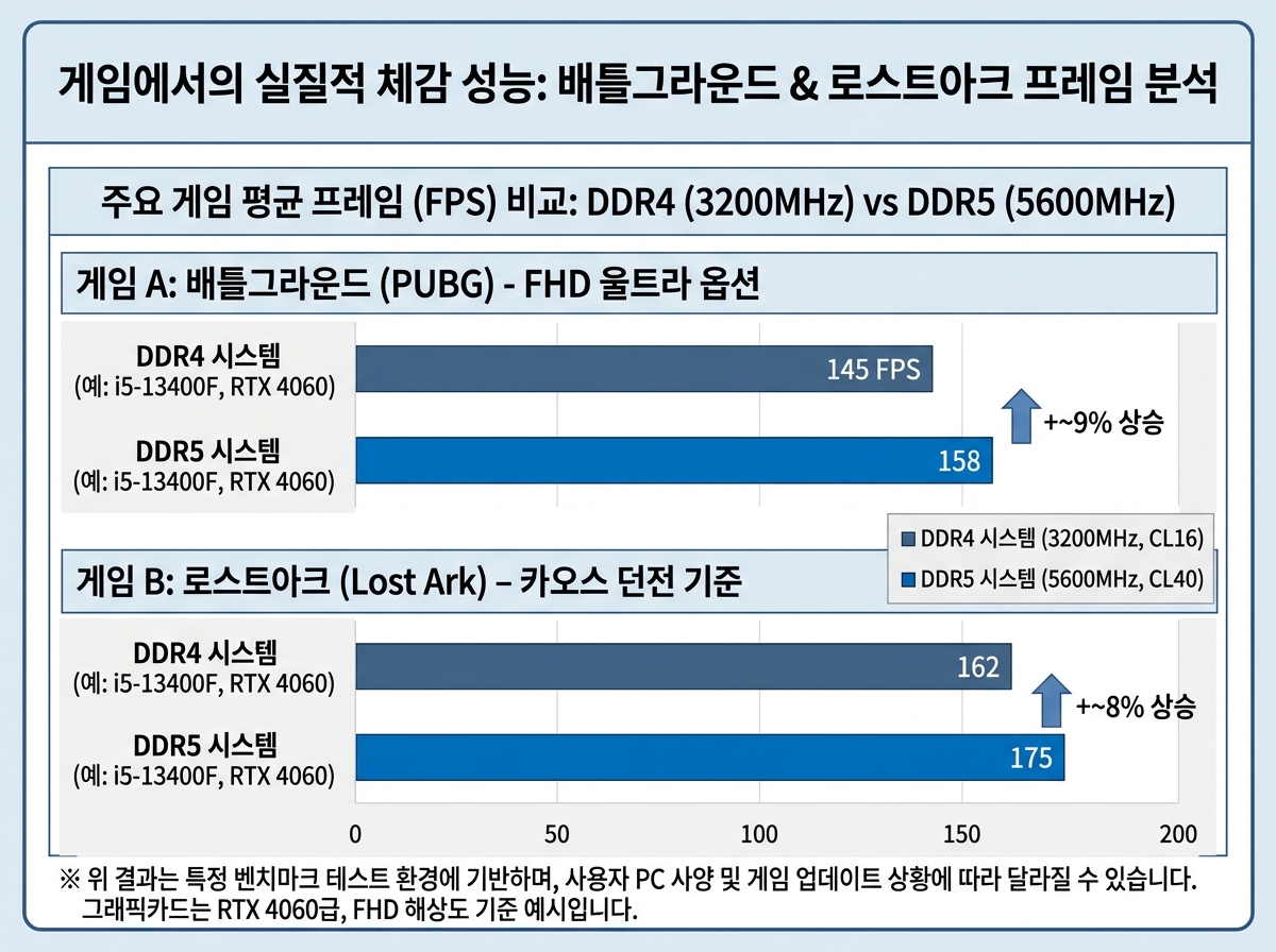 게임에서의 실질적 체감 성능: 배틀그라운드 & 로스트아크 프레임 분석 설명 이미지