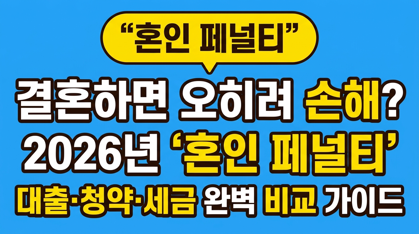 결혼하면 오히려 손해? 2026년 ‘혼인 페널티’ 대출·청약·세금 완벽 비교 가이드 대표 이미지