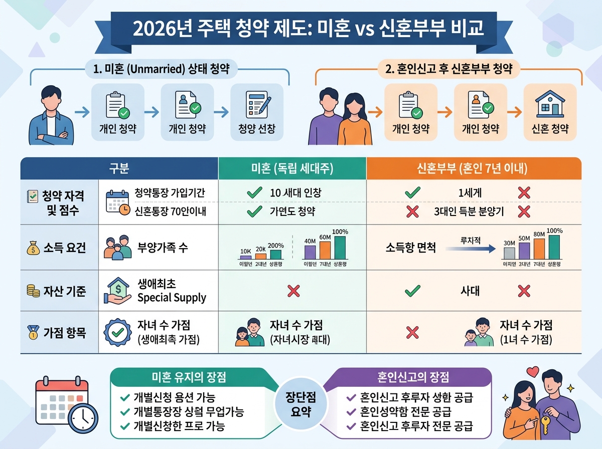 주택 청약 제도 비교: 혼인신고 미루기가 여전히 유리할까? 설명 이미지