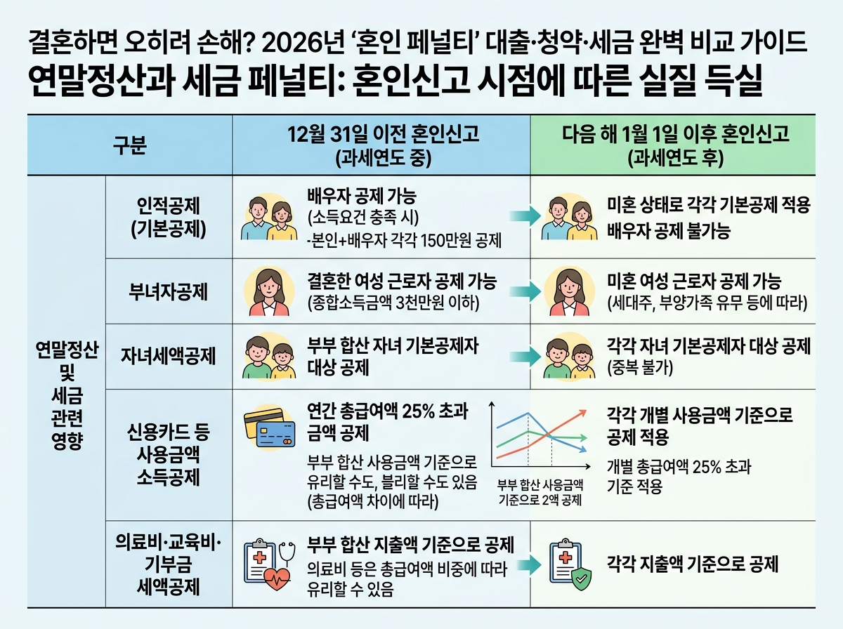 연말정산과 세금 페널티: 혼인신고 시점에 따른 실질 득실 설명 이미지