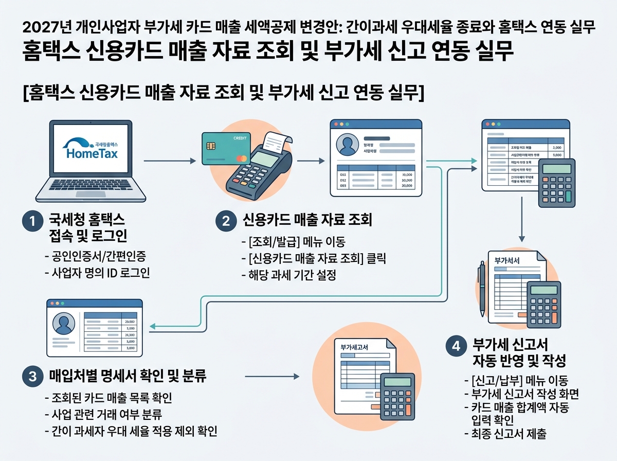 홈택스 신용카드 매출 자료 조회 및 부가세 신고 연동 실무 설명 이미지