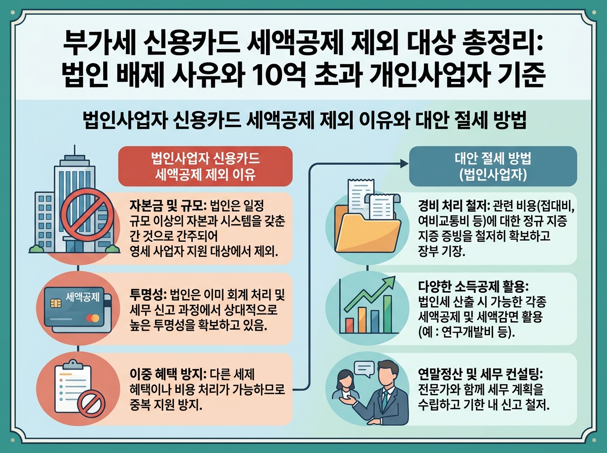 법인사업자 신용카드 세액공제 제외 이유와 대안 절세 방법 설명 이미지