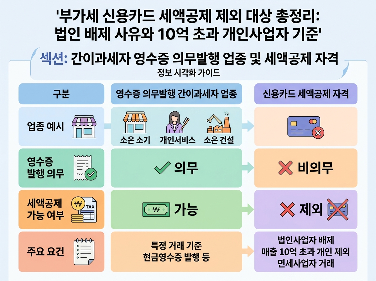 간이과세자 영수증 의무발행 업종 및 세액공제 자격 설명 이미지