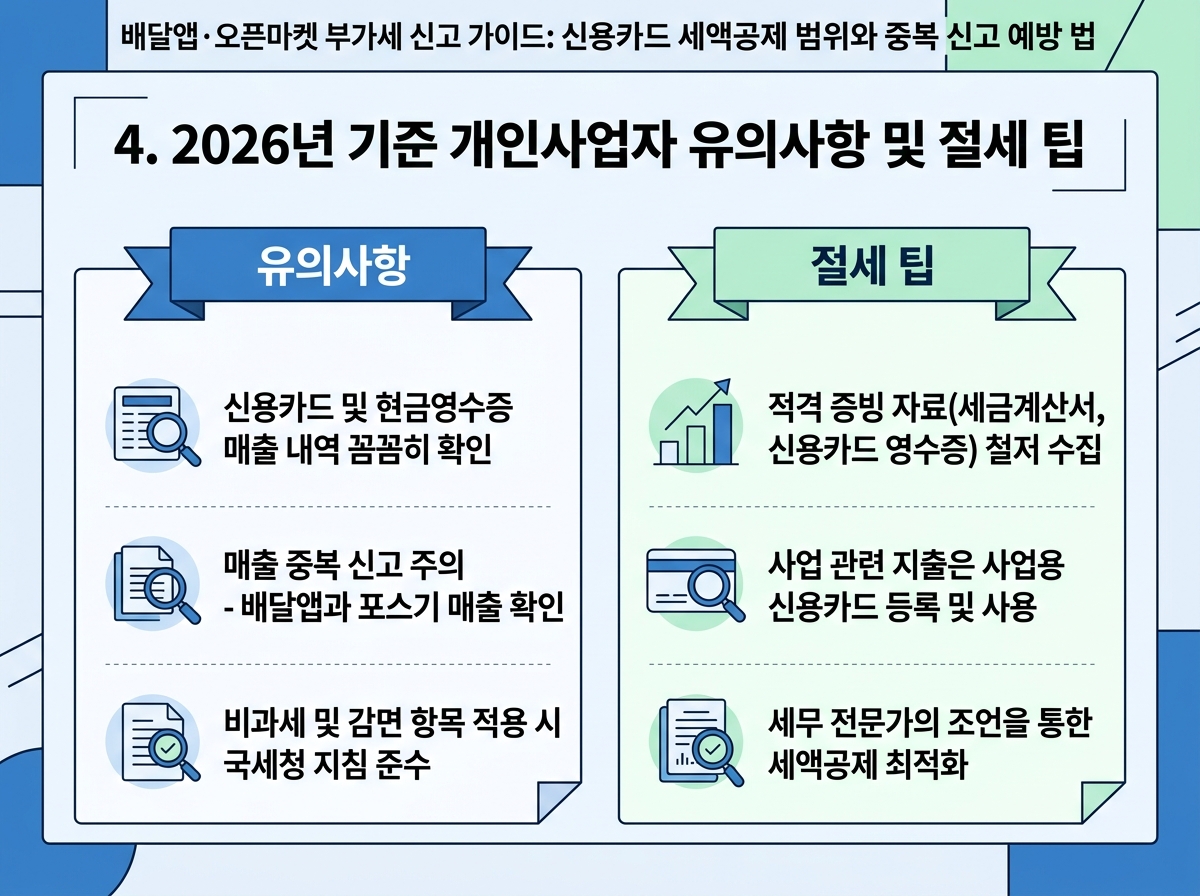 4. 2026년 기준 개인사업자 유의사항 및 절세 팁 설명 이미지