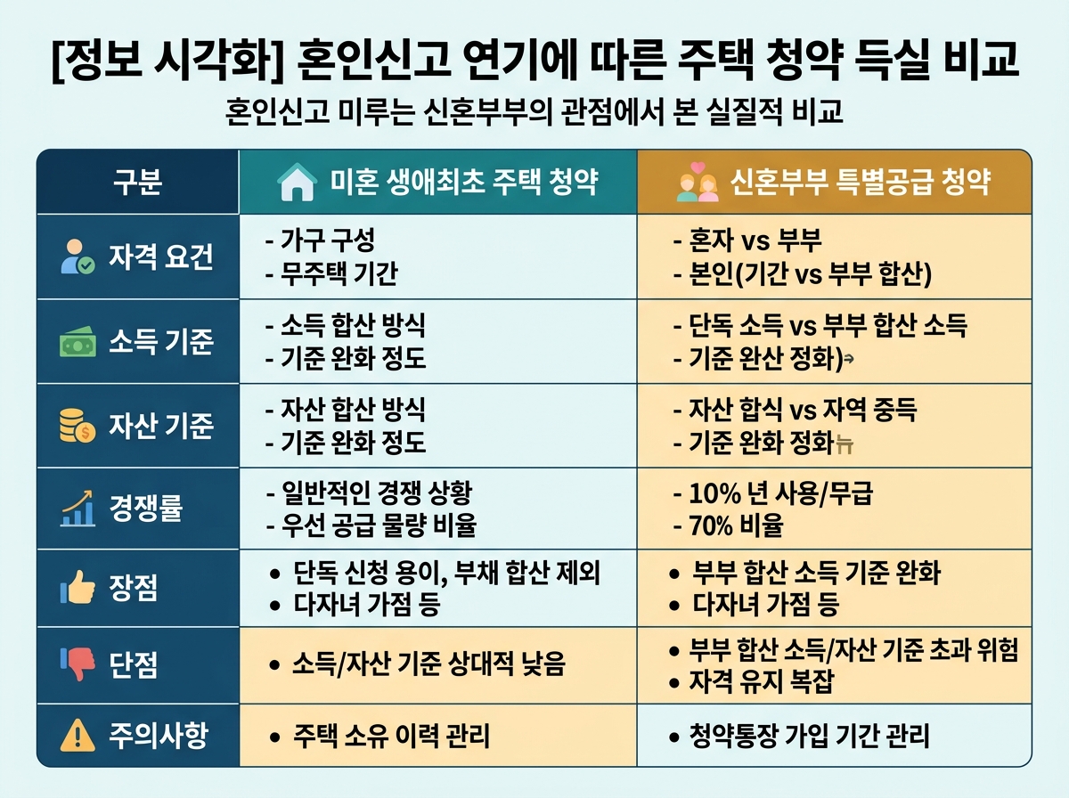 혼인신고 미루는 신혼부부, 청약 시장의 실질적 득과 실 설명 이미지