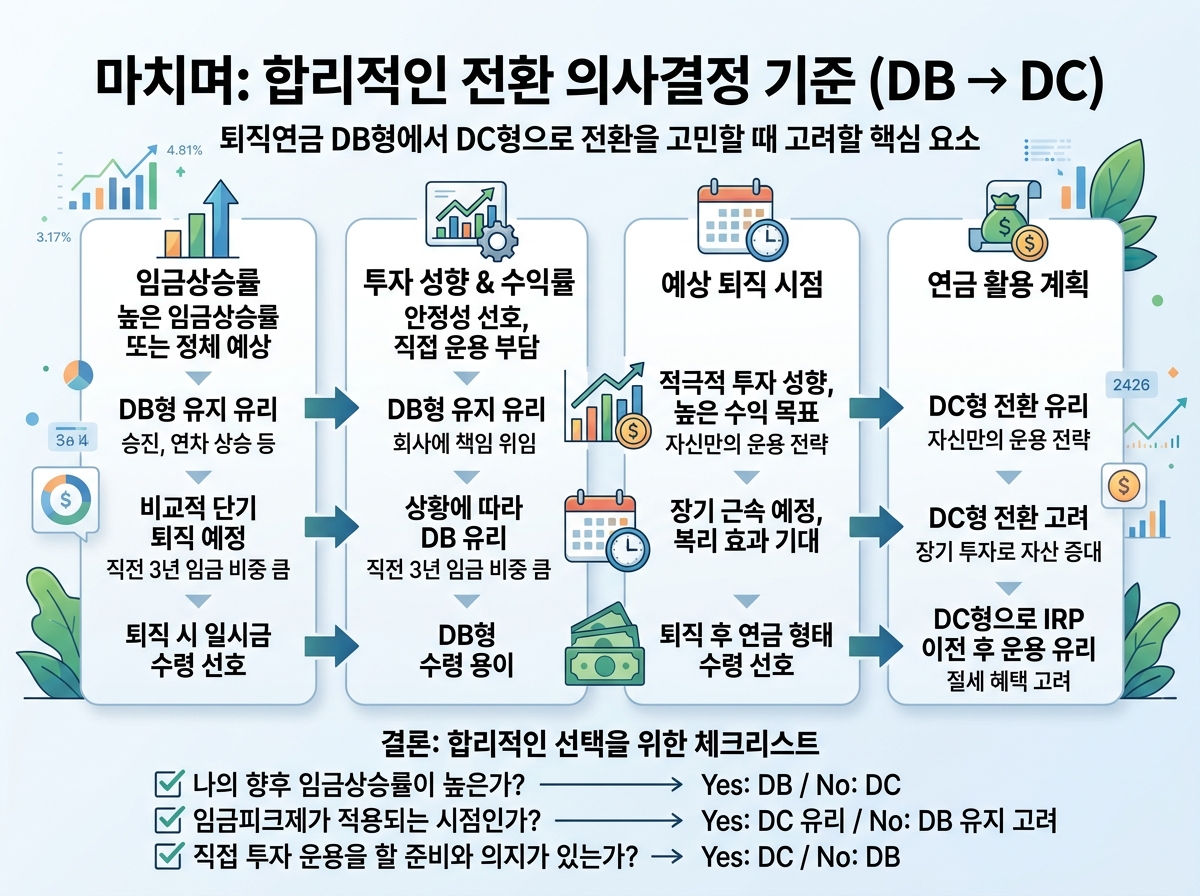 마치며: 합리적인 전환 의사결정 기준 설명 이미지