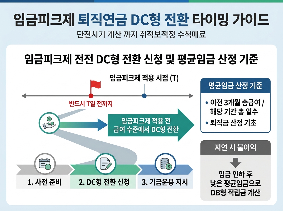 임금피크제 직전 DC형 전환 신청 데드라인과 평균임금 산정 기준 설명 이미지