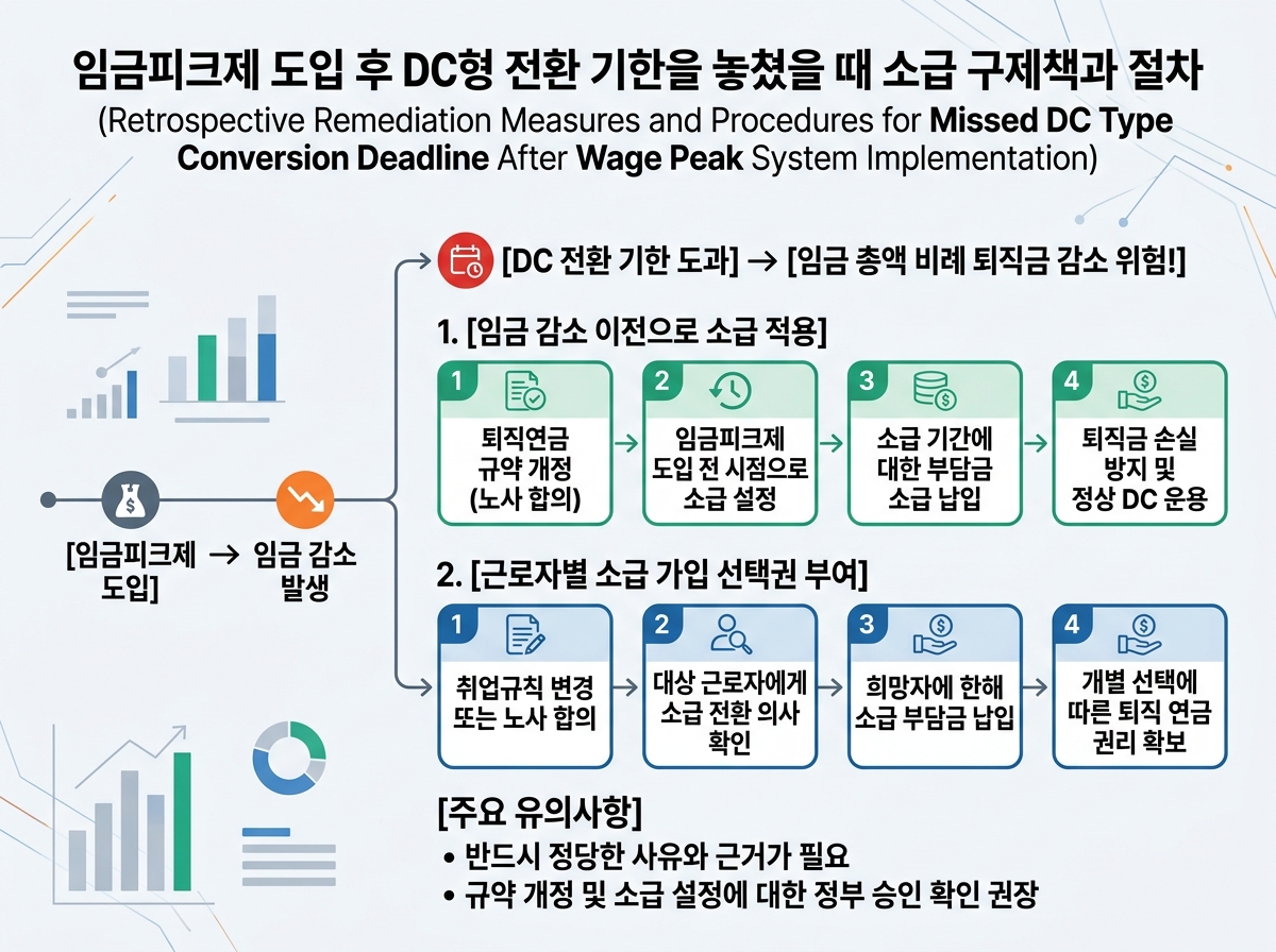 임금피크제 도입 후 DC형 전환 기한을 놓쳤을 때 소급 구제책과 절차 설명 이미지
