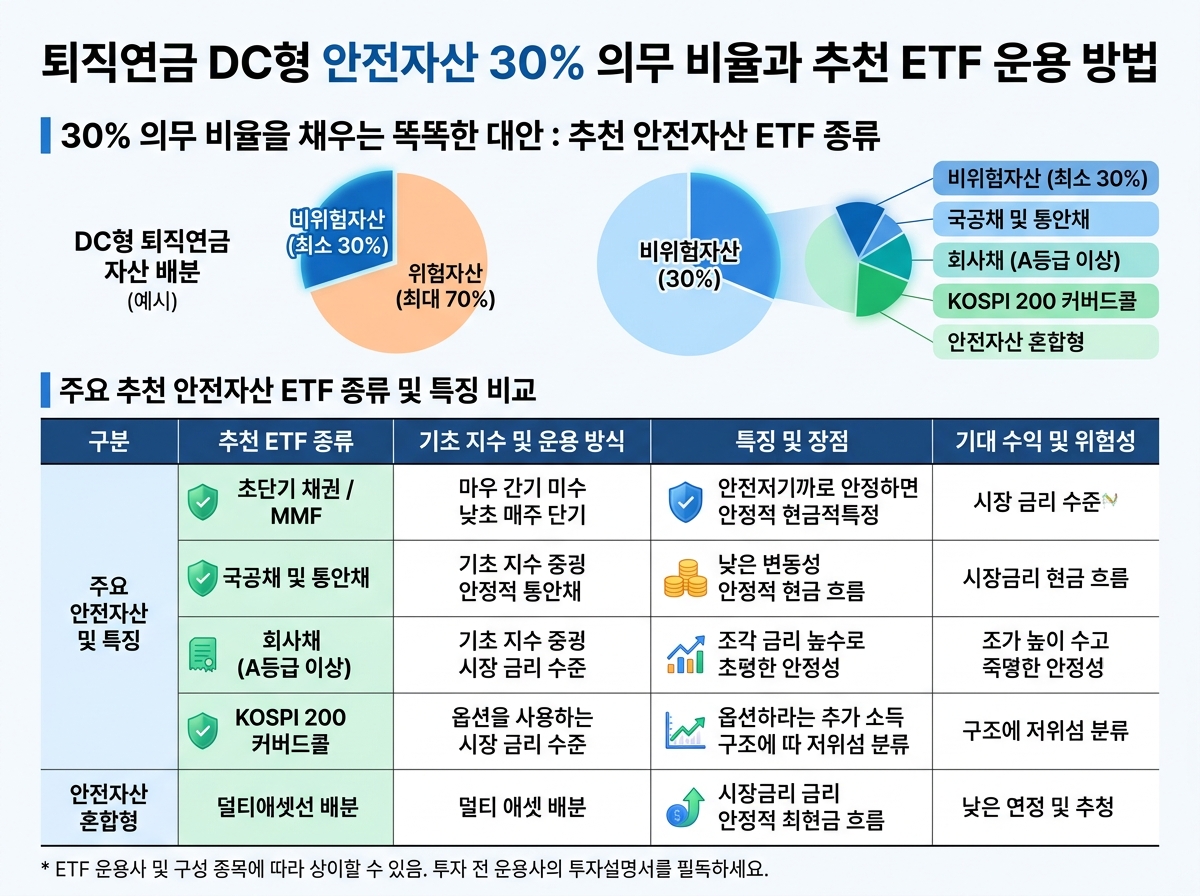 30% 의무 비율을 채우는 똑똑한 대안: 추천 안전자산 ETF 종류 설명 이미지