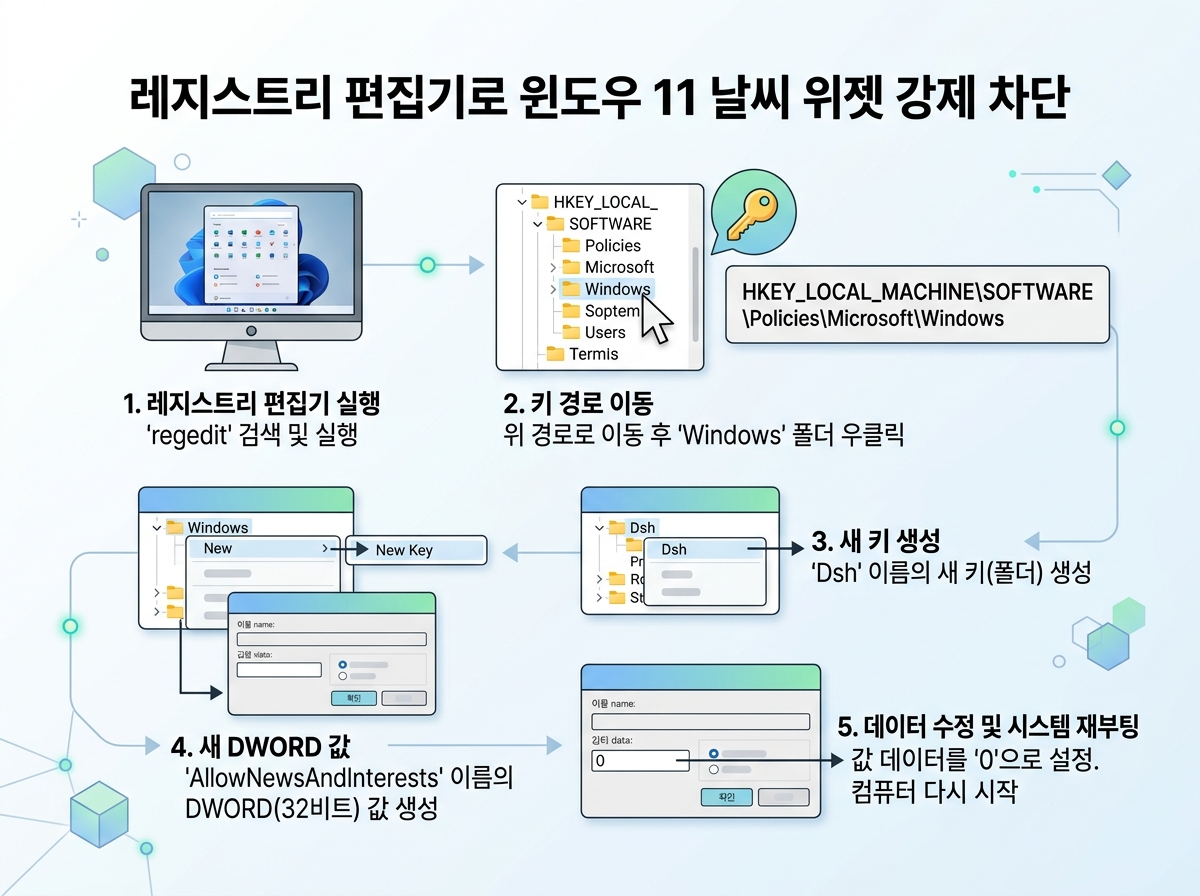2. 윈도우 11 24H2 오류 해결: 레지스트리로 강제 차단 설명 이미지