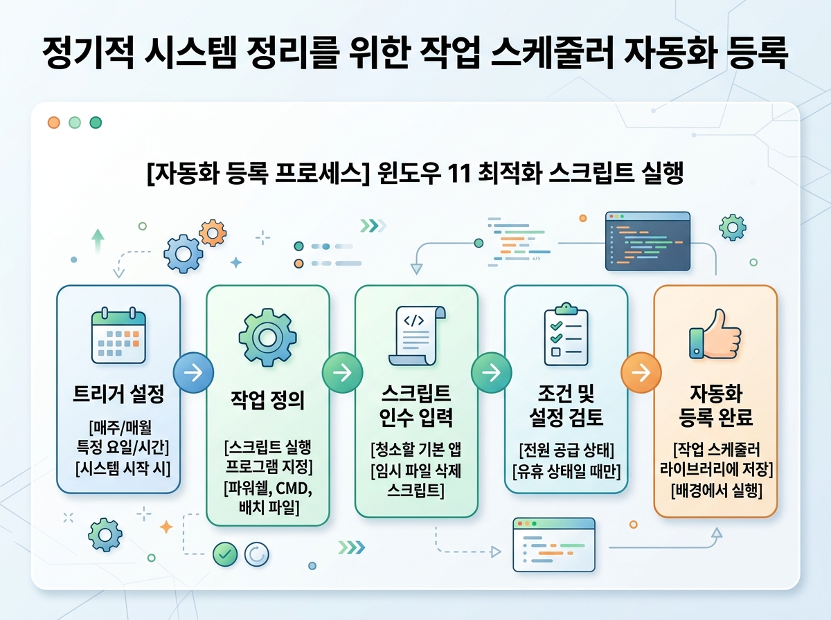 정기적 시스템 정리를 위한 작업 스케줄러 자동화 등록 설명 이미지