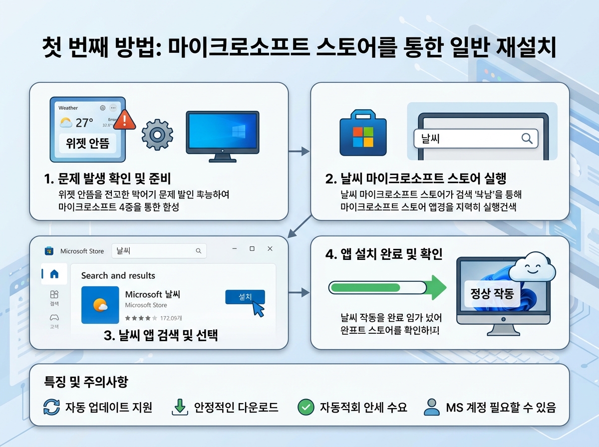 첫 번째 방법: 마이크로소프트 스토어를 통한 일반 재설치 설명 이미지