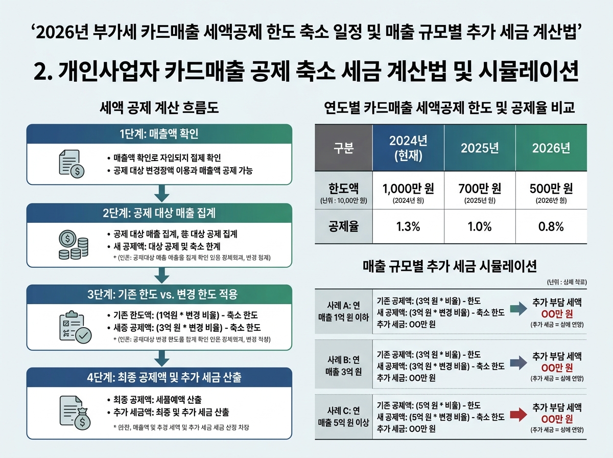 2. 개인사업자 카드매출 공제 축소 세금 계산법 및 시뮬레이션 설명 이미지