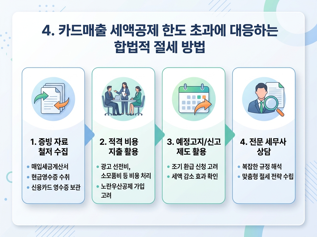 4. 카드매출 세액공제 한도 초과에 대응하는 합법적 절세 방법 설명 이미지