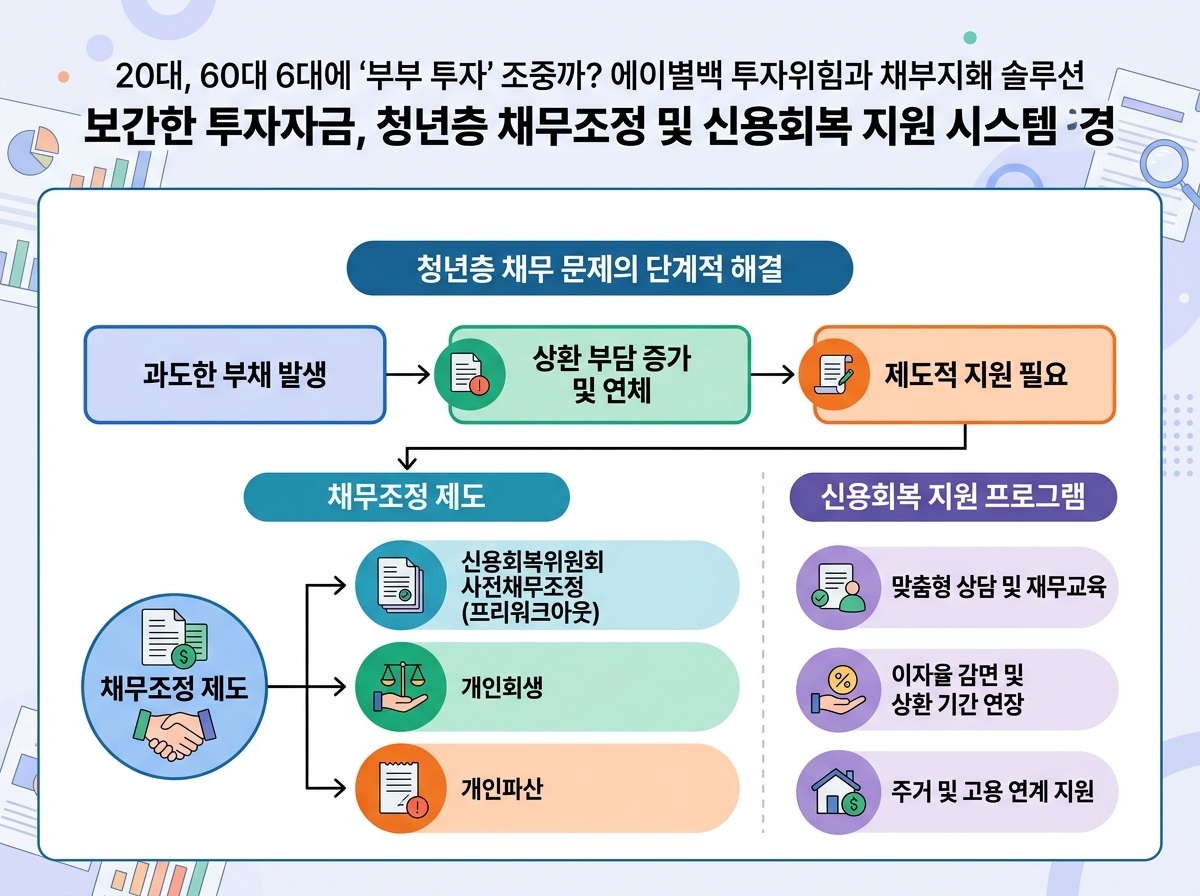 무너진 투자금, 재기를 돕는 청년 채무조정 및 신용회복 지원 제도 설명 이미지