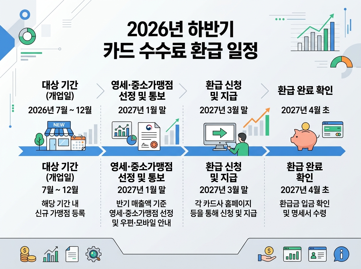 2026년 하반기 신규 가맹점 카드 수수료 환급일정 설명 이미지