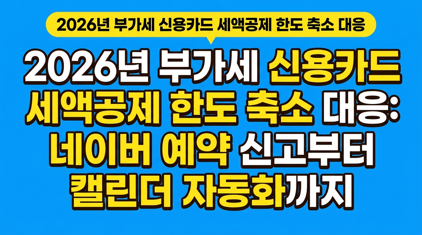 2026년 부가세 신용카드 세액공제 한도 축소 대응: 네이버 예약 신고부터 캘린더 자동화까지 대표 이미지