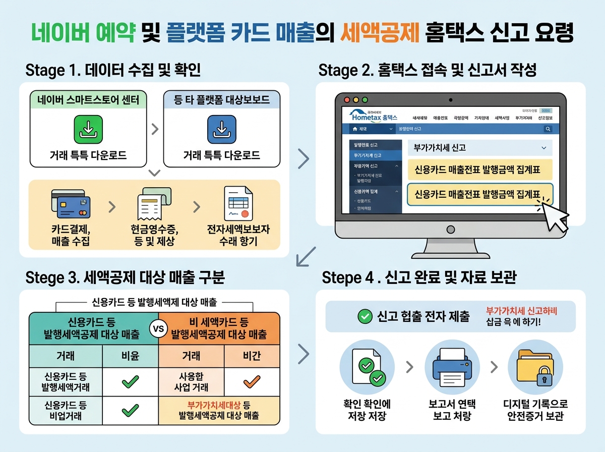 네이버 예약 및 플랫폼 카드 매출의 세액공제 홈택스 신고 요령 설명 이미지
