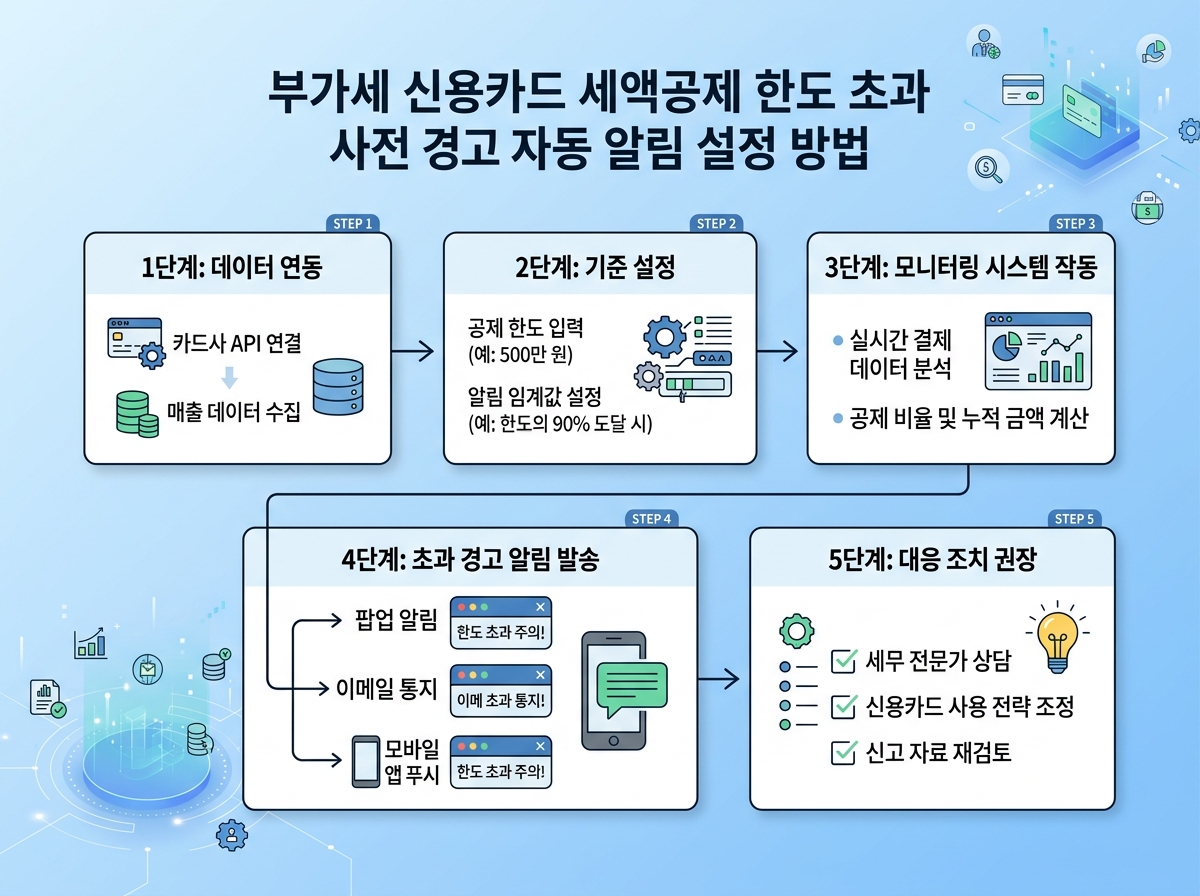 부가세 신용카드 세액공제 한도 초과 사전 경고 자동 알림 설정 방법 설명 이미지