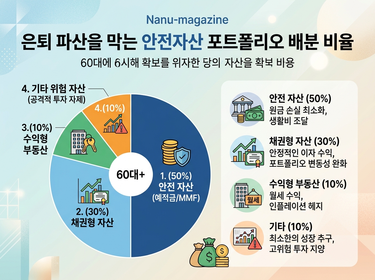 은퇴 파산을 막는 안전자산 포트폴리오 배분 비율 설명 이미지