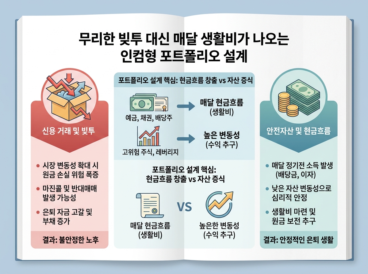 무리한 빚투 대신 매달 생활비가 나오는 인컴형 포트폴리오 설계 설명 이미지