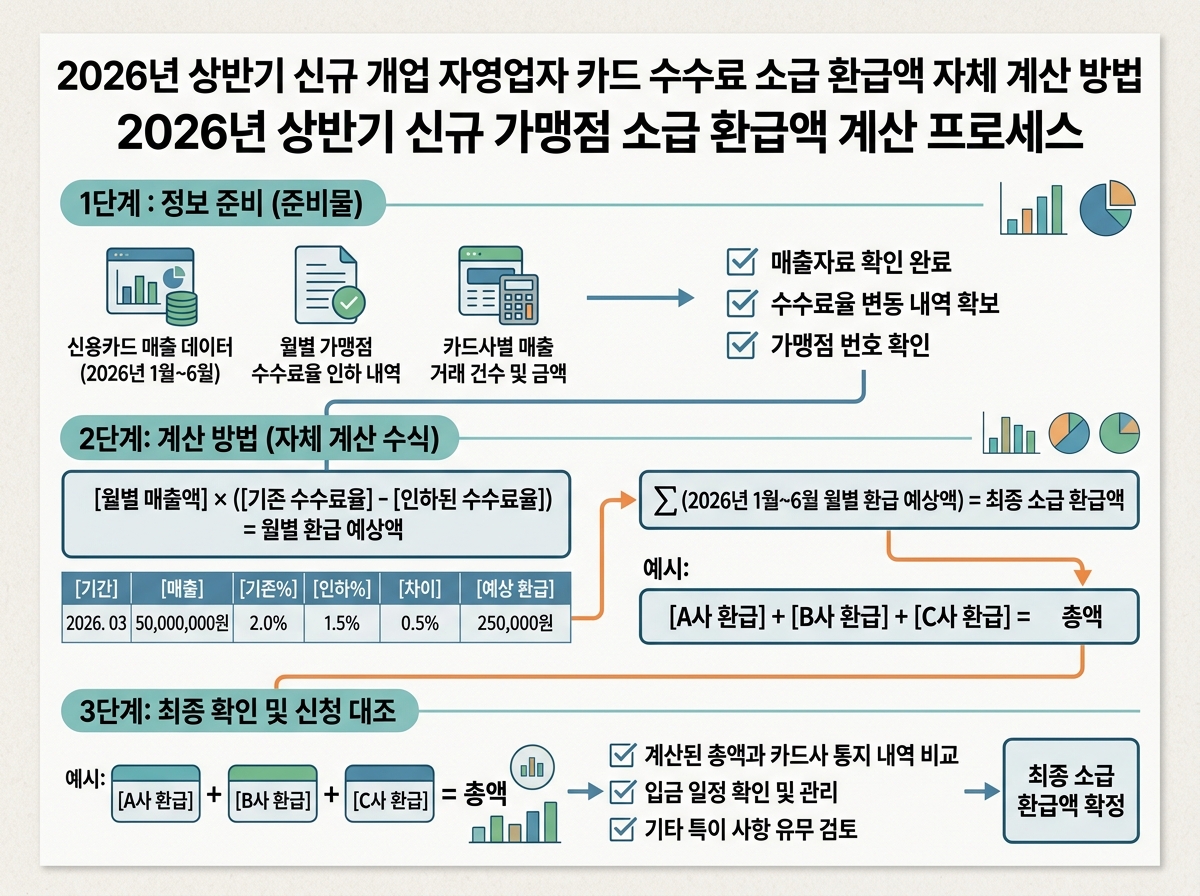 2026년 상반기 신규 개업 자영업자 카드 수수료 소급 환급액 자체 계산 방법 설명 이미지