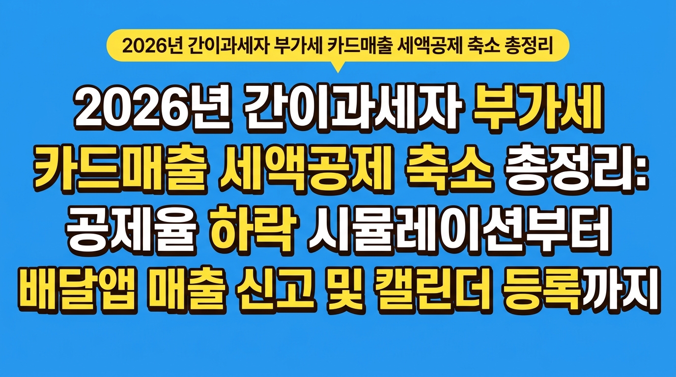 2026년 간이과세자 부가세 카드매출 세액공제 축소 총정리: 공제율 하락 시뮬레이션부터 배달앱 매출 신고 및 캘린더 등록까지 대표 이미지