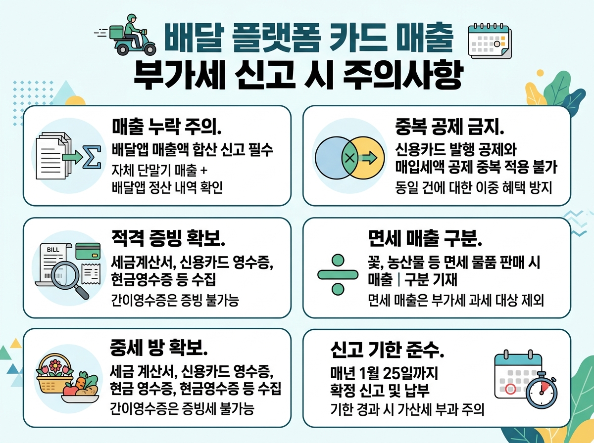 배달 플랫폼 카드 매출 부가세 신고 시 주의사항 설명 이미지