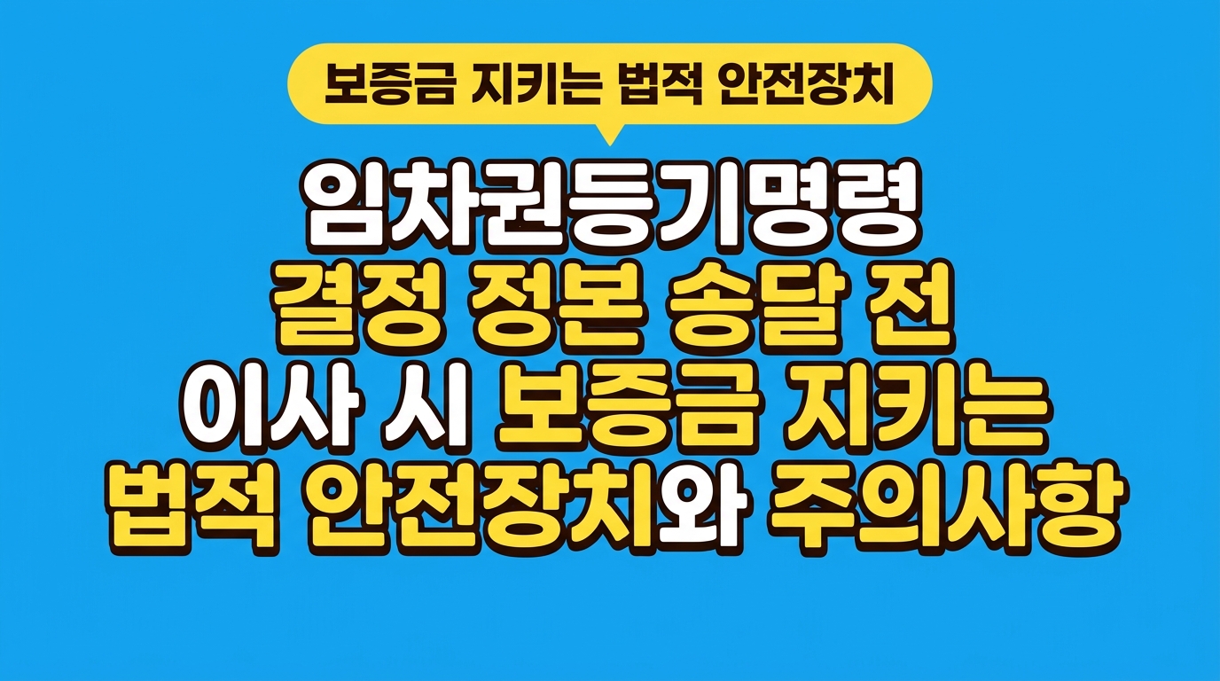 임차권등기명령 결정 정본 송달 전 이사 시 보증금 지키는 법적 안전장치와 주의사항 대표 이미지