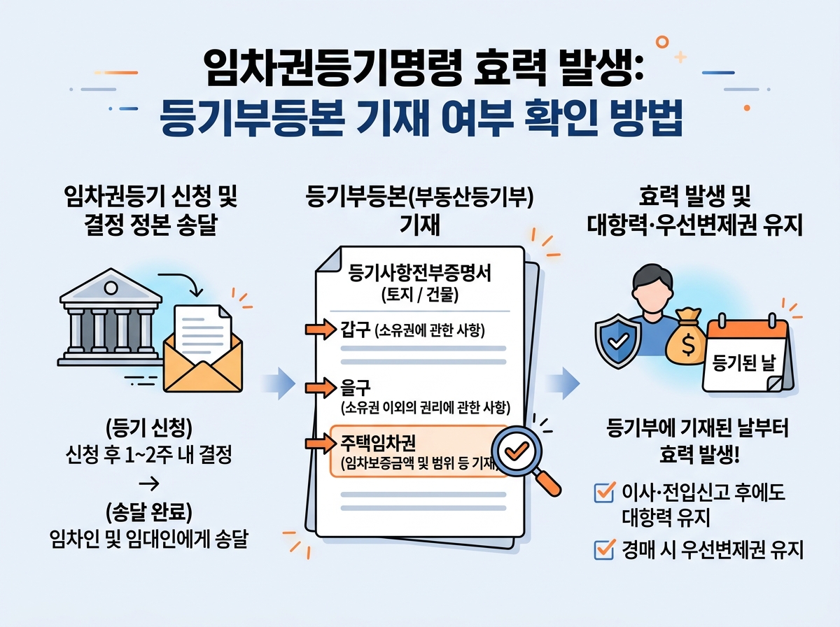 임차권등기명령 효력 발생 시점 등기부등본 확인법 설명 이미지