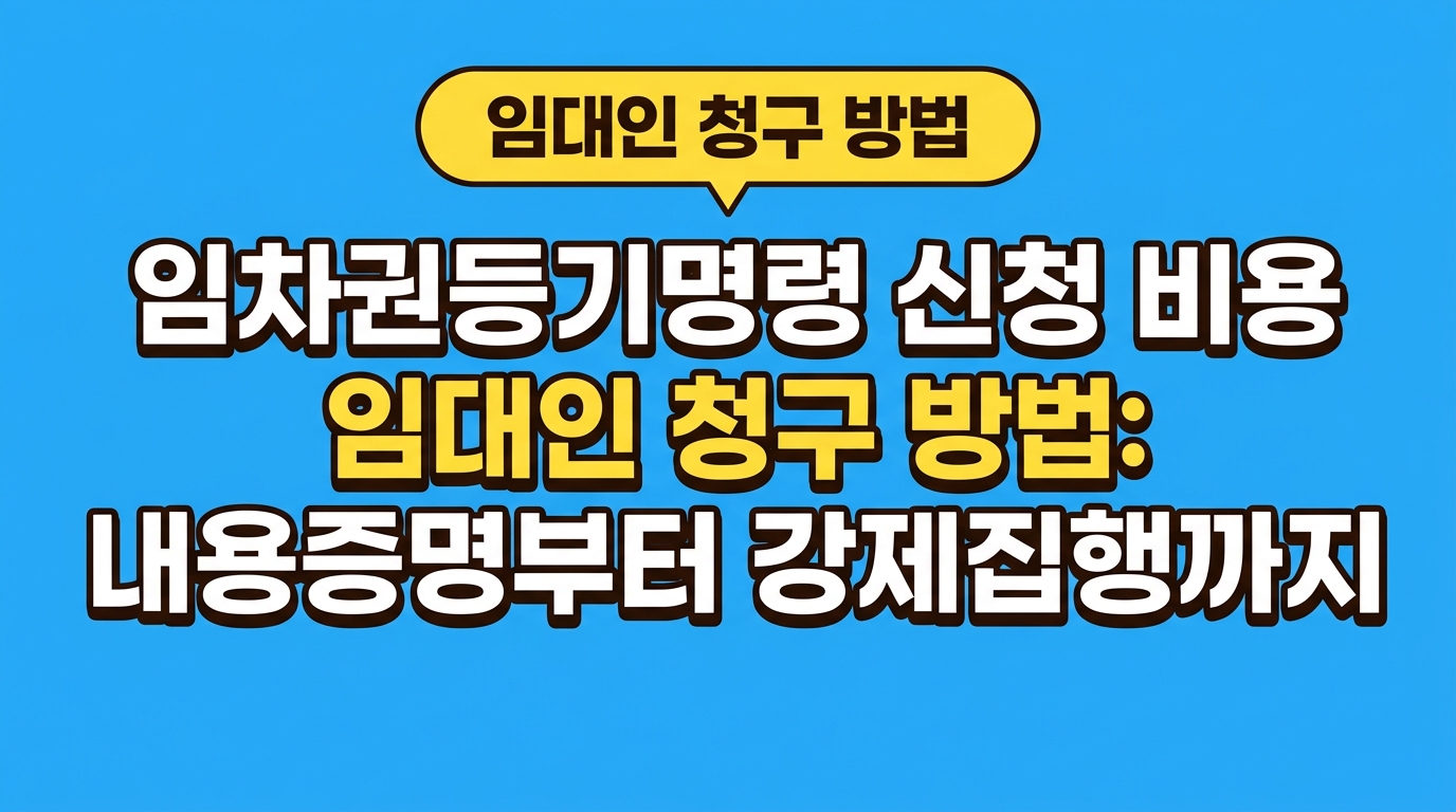 임차권등기명령 신청 비용 임대인 청구 방법: 내용증명부터 강제집행까지 대표 이미지