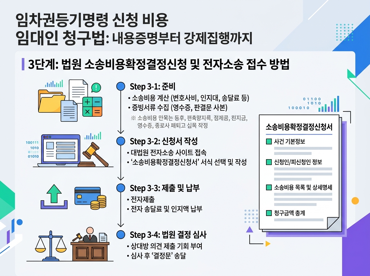 3단계: 법원 소송비용확정결정신청 및 전자소송 접수 방법 설명 이미지