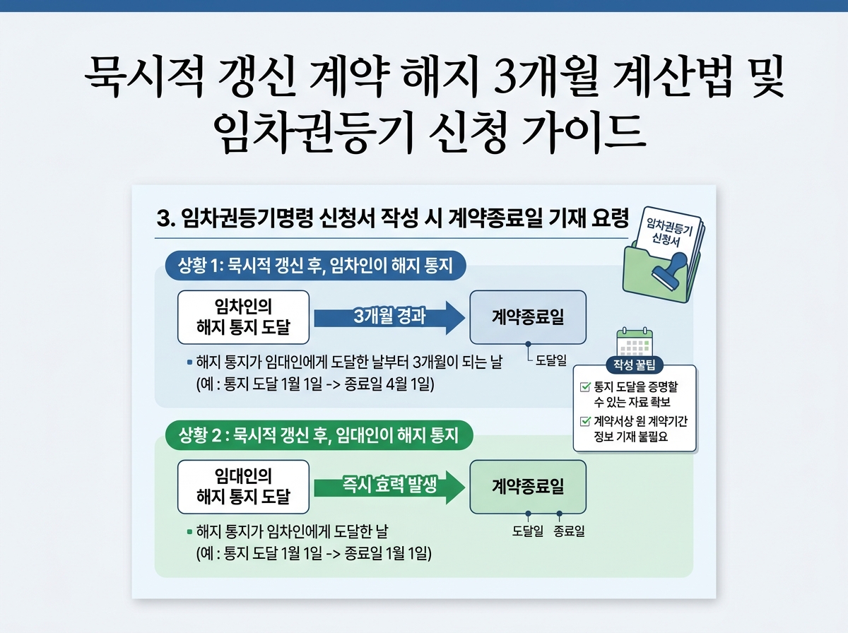 3. 임차권등기명령 신청서 작성 시 계약종료일 기재 요령 설명 이미지