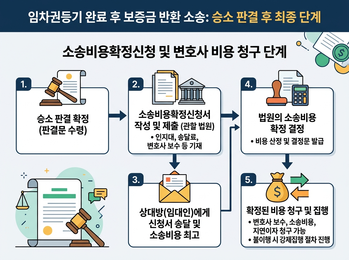 승소 판결 후 최종 단계: 소송비용확정신청 및 변호사 비용 청구 설명 이미지