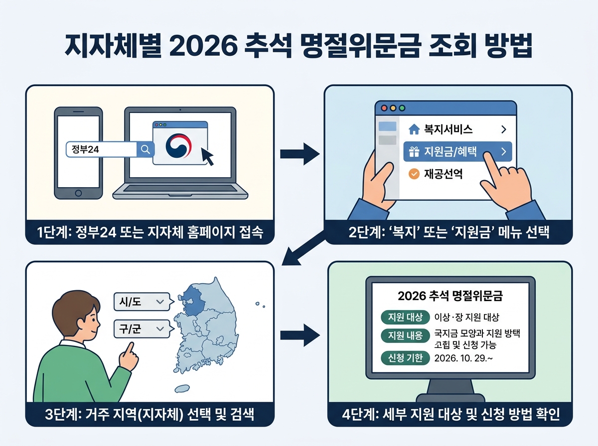 지자체별 2026 추석 명절위문금 조회 방법 설명 이미지